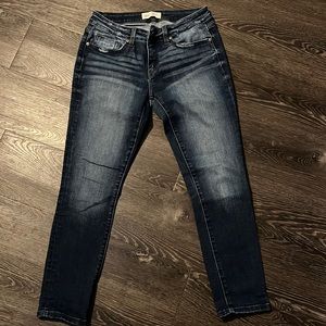 30 x 30 skinny ankle jeans, dark blue.